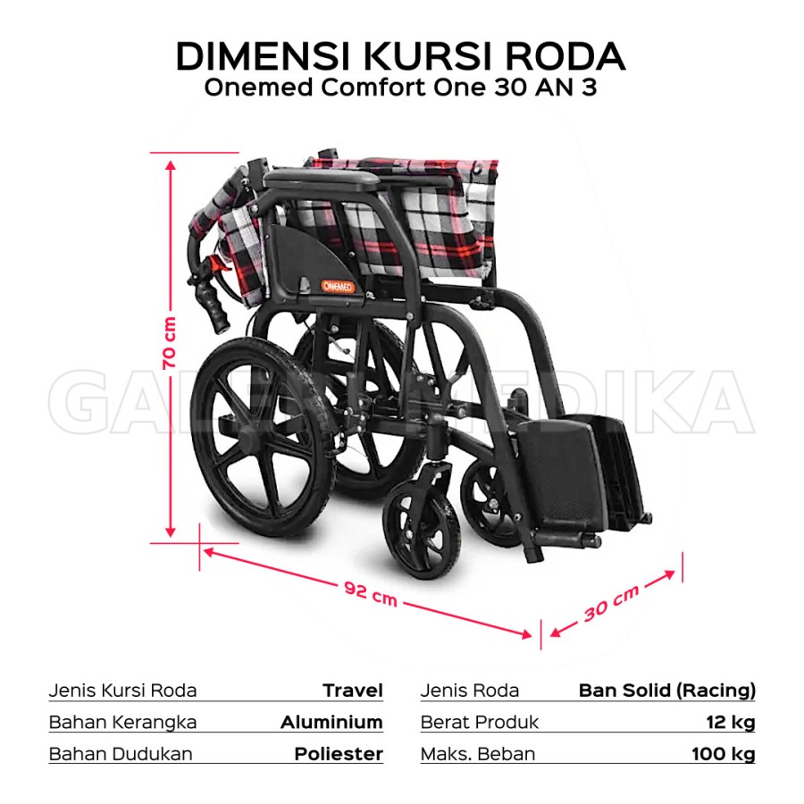 Onemed Comfort One 30 AN 3 Kursi Roda – Biru 4 Onemed Comfort One 30 AN 3 Kursi Roda – Biru 4