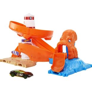 Hot Wheels City Octopus Invasion Attack Playset (include 6 Cars)