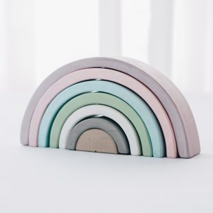 Letterinpine Wooden Rainbow Stacker Medium 7 Susun – Pastel
