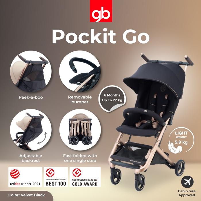 Kakoon GB Pockit GO Cabin Stroller – Velvet Black 2 Kakoon GB Pockit GO Cabin Stroller – Velvet Black 2