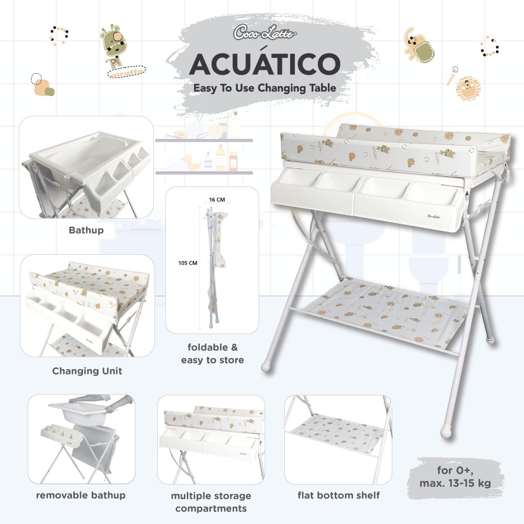 Cocolatte Acuatico Folding Baby Tafel – White Brown