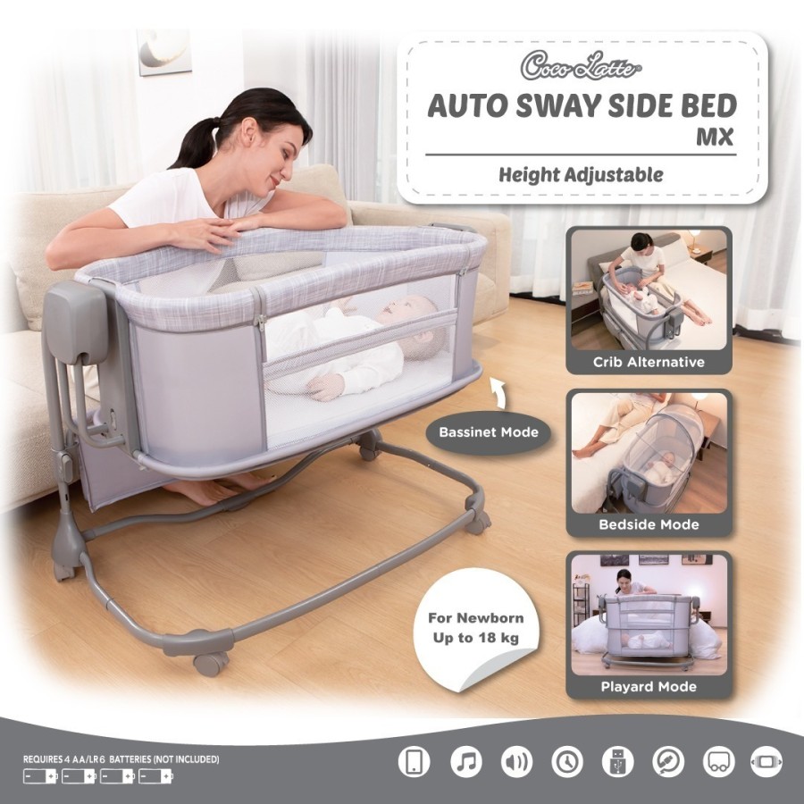 Cocolatte Auto Sway Swing Sidebed MX – Dark Grey Cocolatte Auto Sway Swing Sidebed MX – Dark Grey