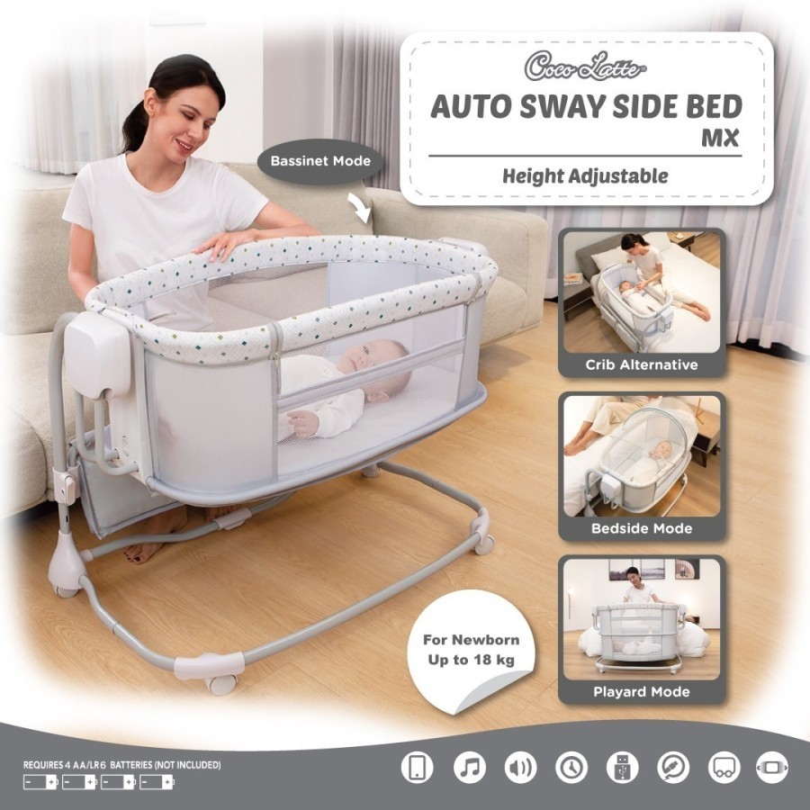 Cocolatte Auto Sway Swing Sidebed MX – Light Grey Cocolatte Auto Sway Swing Sidebed MX – Light Grey