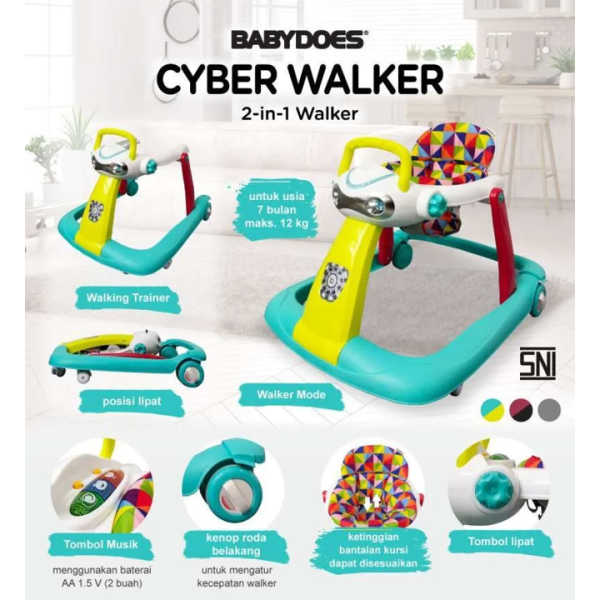 BabyDoes Cyber 2in1 Baby Walker – Green