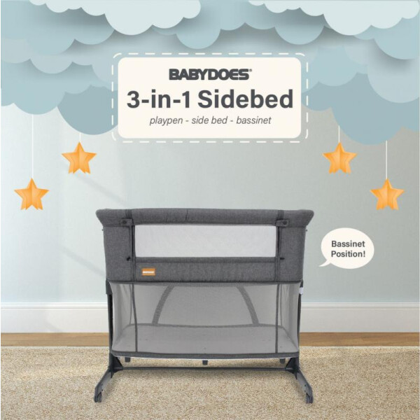 BabyDoes 3in1 Side Bed Baby Box – Light Grey 3
